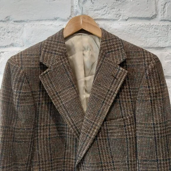 VTG Polo University Ralph Lauren Blazer 38 R Brown Plaid Scottish Tweed Blazer.